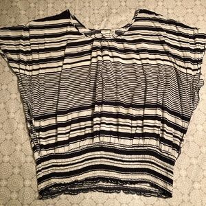 Navy blue and white striped top